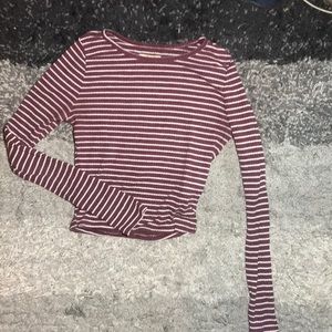 Long sleeve striped crop top